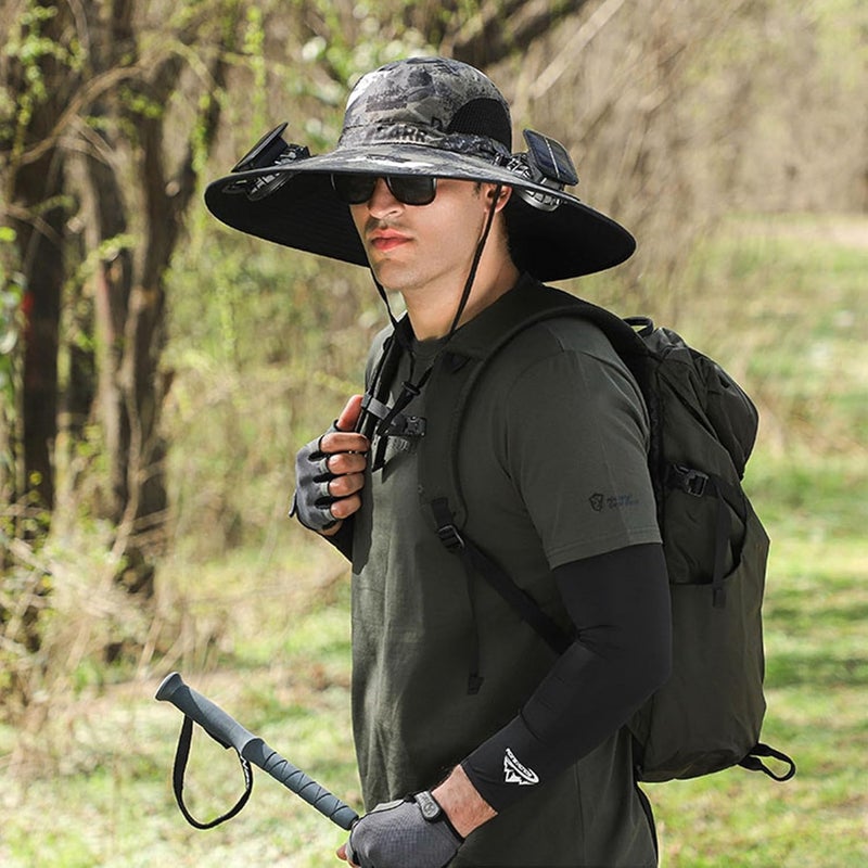 Leotruny Sun Hat with Solar Fan: Keed Cooling Fan Built in for Outdoor Men - Solar Powered & USB Charging for Fishing Summer - Image 5